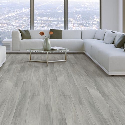 Living Room Gray Greige Luxury Vinyl Plank LVP -  CarpetsPlus by Design in Woodville, WI